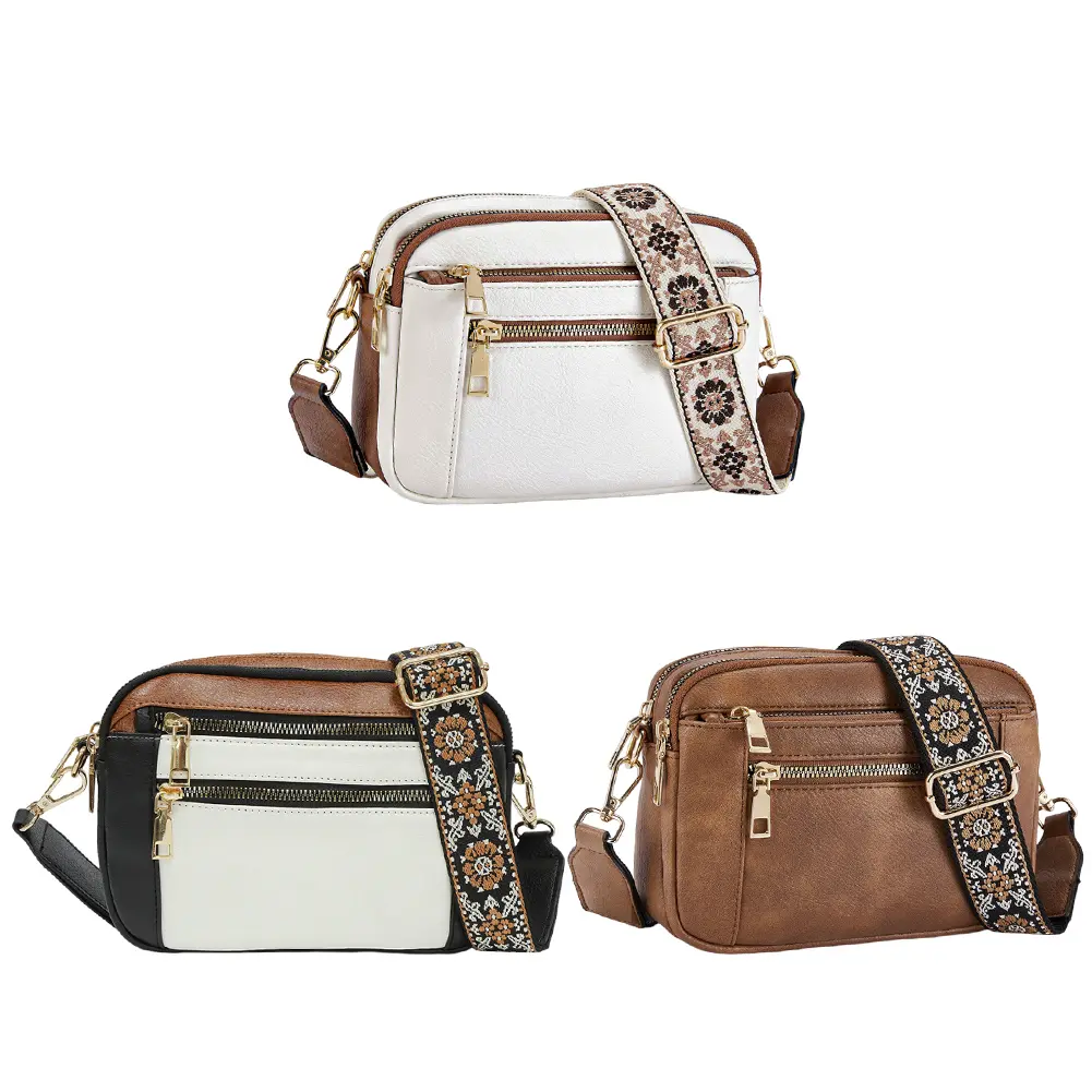 Women PU Shoulder Bag Stylish Commuting Bag Large Capacity Trendy Messenger Bag Adjustable Strap Multi-pockets Small Square Bag