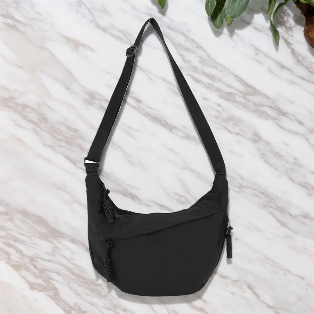 Nylon Trendy Crescent Bag with Adjustable Strap Casual Sling Bag Lightweight Shoulder Purse for Women Gym Shopping Beach Travel