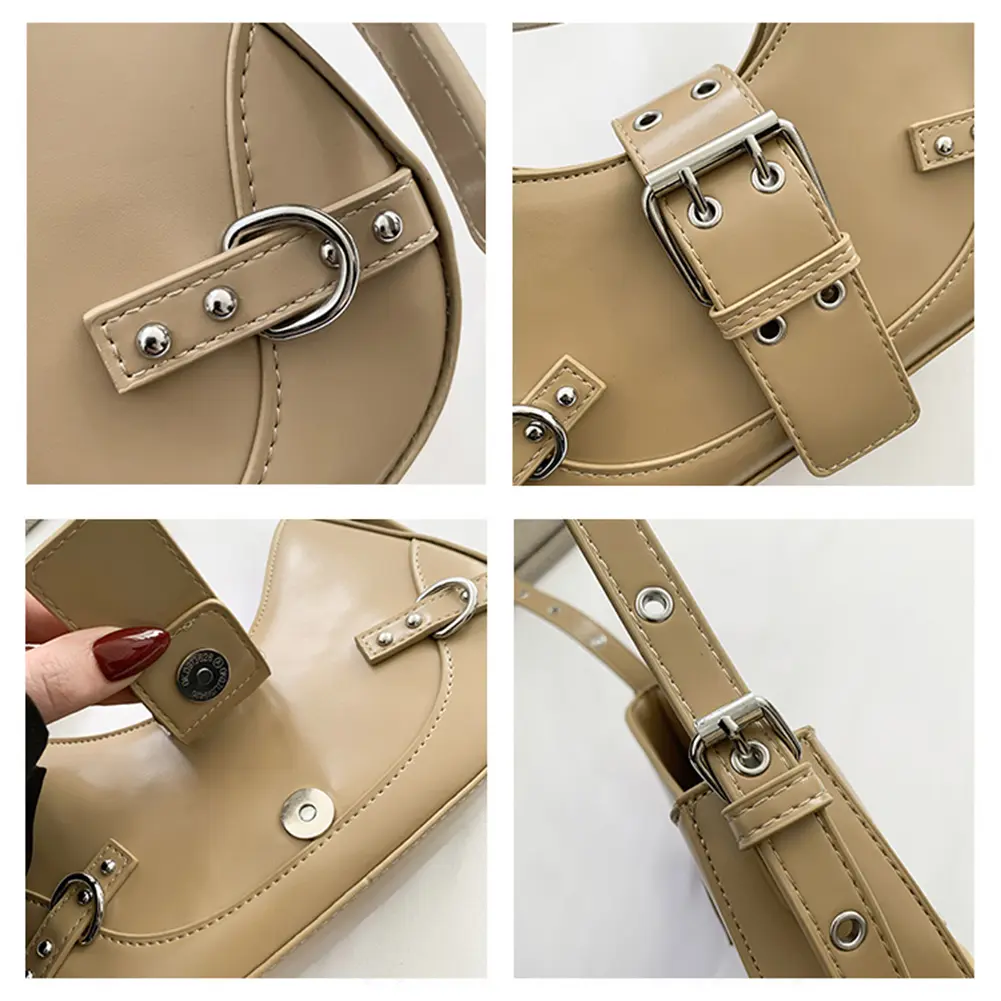 Women Gothic Style Crossbody Bag Adjustable Strap and Buckle Y2K Shoulder Bag Punk Satchel Bag Large Capacity for Party Vacation