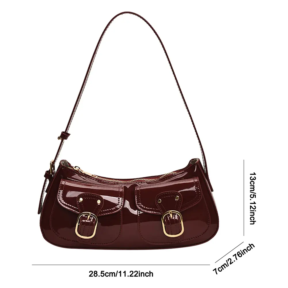 Handbag PU Leather Crossbody Bag Trendy Underarm Bag with Zipper Closure Clutch Purse for Women Work Shopping Travel