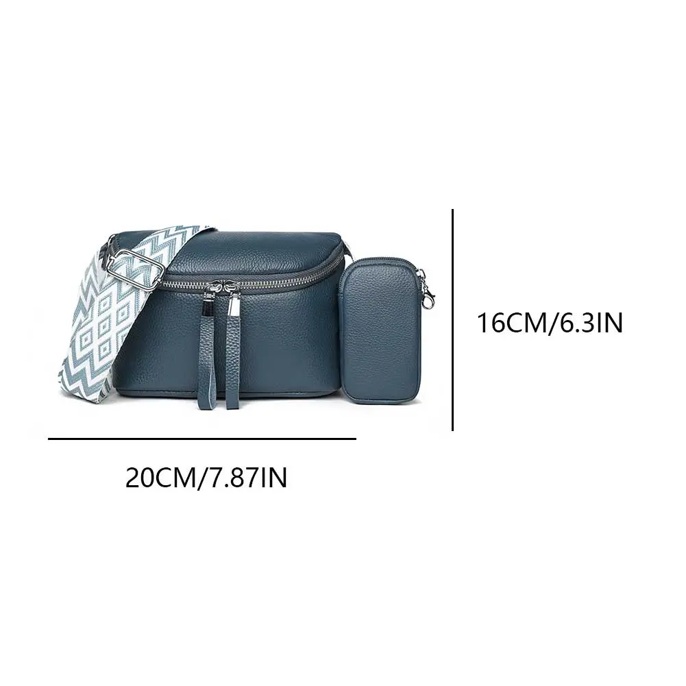 Women Fashion Sling Bag with Wide Strap Classic Dating Bag PU Leather Simple Shoulder Purse Commute Bag with Matching Clutch Set