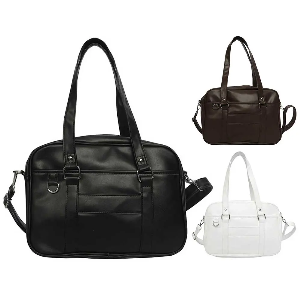 Japanese School Handbag PU Leather JK Uniform Bag with Adjustable Strap Crossbody Bag with Zipper Closure Underarm Bag for Women