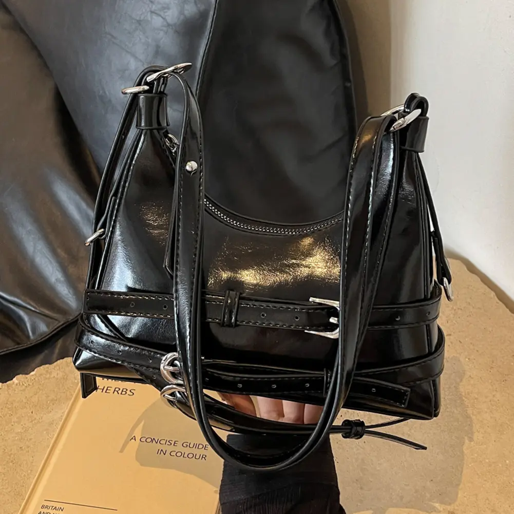 Women PU Stylish Underarm Bag Zip Closure Trendy Crossbody Bag Large Capacity Single Shoulder Bag Adjustable Strap Chic Hobo Bag