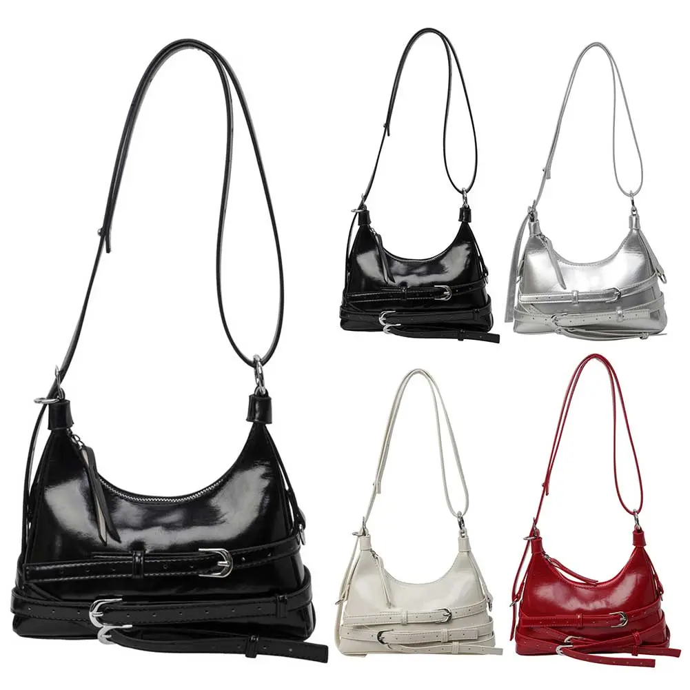 Women PU Stylish Underarm Bag Zip Closure Trendy Crossbody Bag Large Capacity Single Shoulder Bag Adjustable Strap Chic Hobo Bag