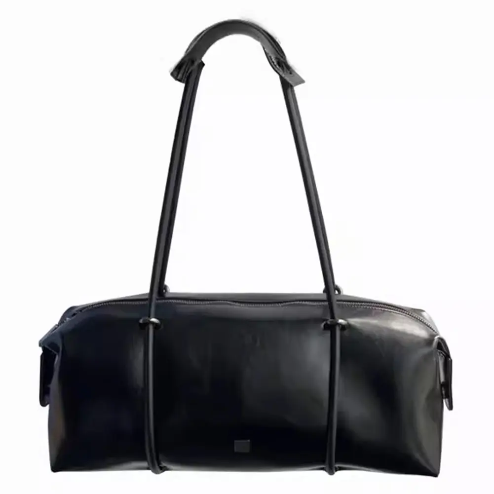 Women Fashion Shoulder Bag Large Capacity PU Boston Pillow Bag Mini Clutch Purse Solid Color Zipper Closure for Vacation Party