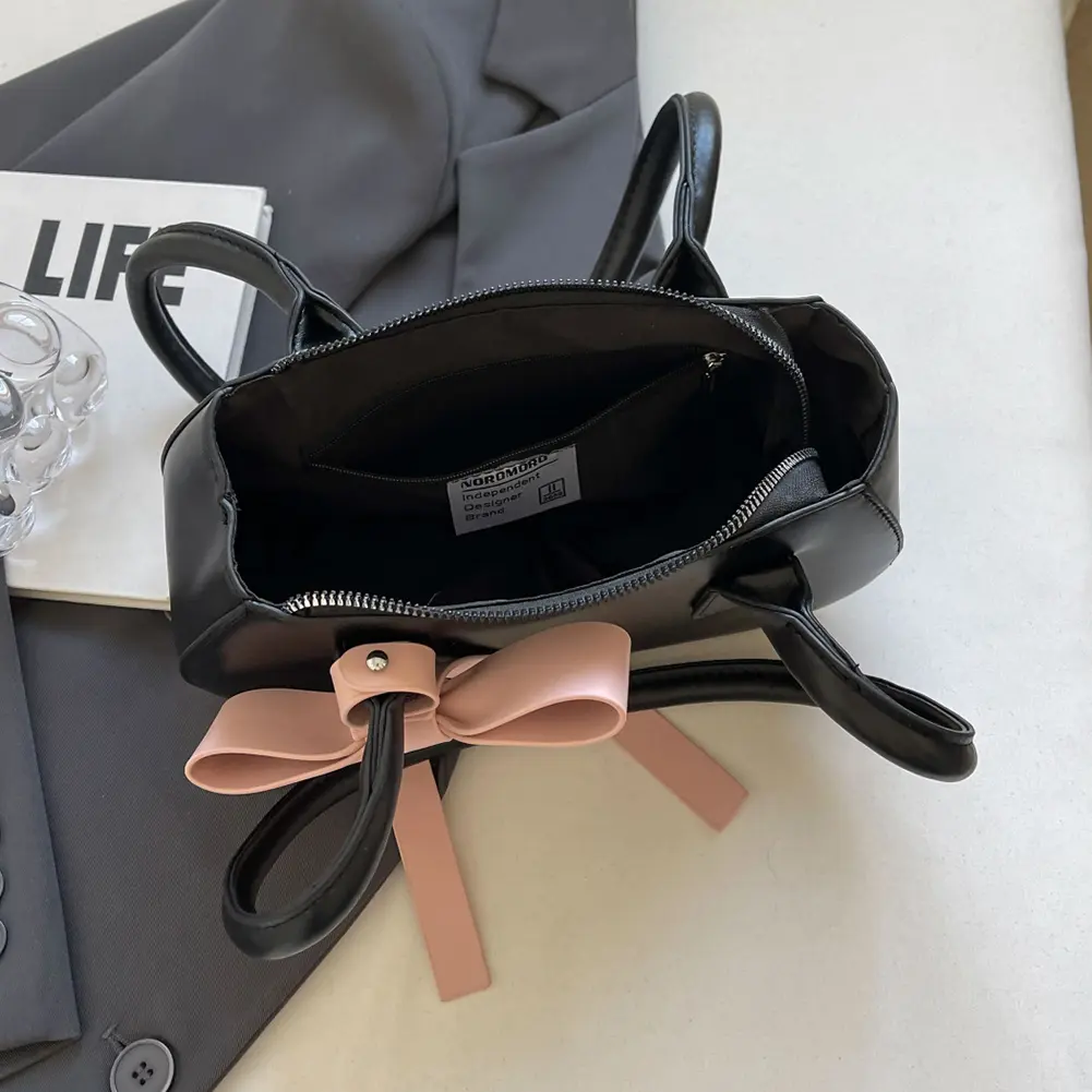 Women Small Underarm Bag with Bow Leisure Armpit Handbag Contrast Color Travel Underarm Handbag Girls Outdoor Daily Bag