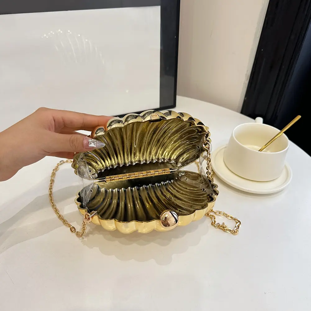 Detachable Chain Crossbody Bag Women Acrylic Metallic Shoulder Bag Clutch Purse for Wedding Cocktail Party Prom Satchel Purse