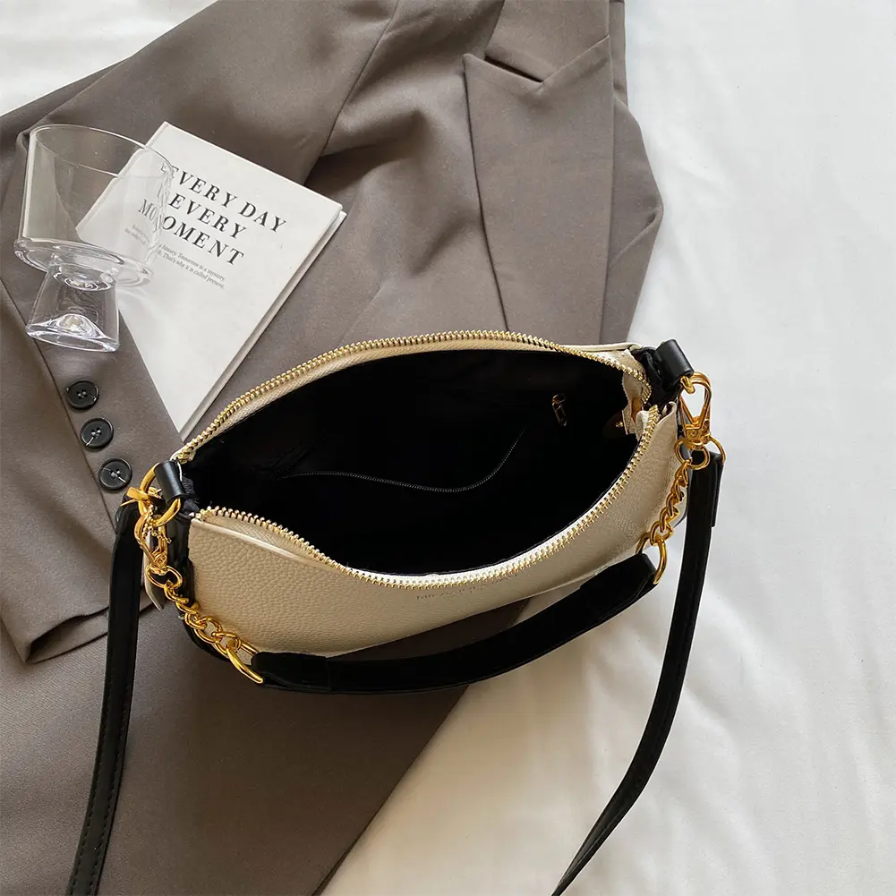 Shoulder Bag for Women Adjustable Strap Underarm Bag PU Leather Zipper Closure Crescent Bag Casual Handbag for Work Travel