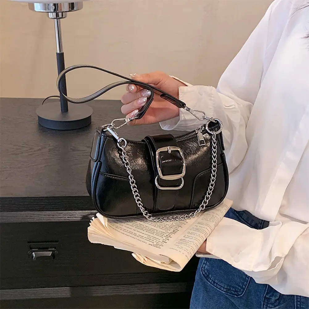 Women Small Tote Bag Versatile Elegant Clutch Bag Zipper Closure Solid Color Female Wedding Evening Bag