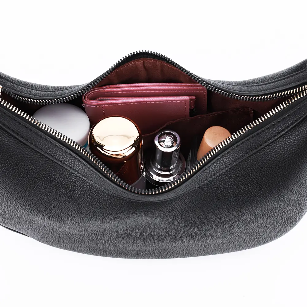 Clutch Handbag with Adjustable Strap Trendy Crossbody Bag Solid Color Small Tote with Zipper Closure Dumpling Bag for Women
