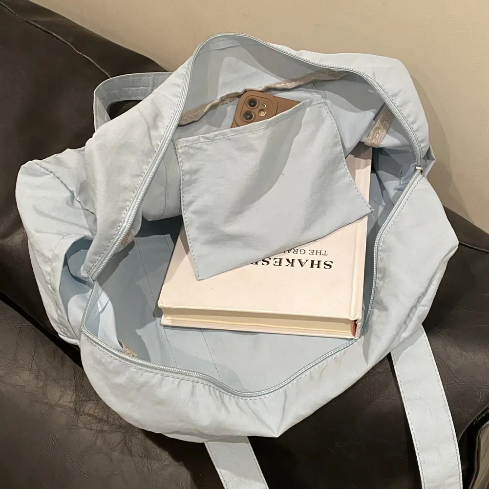 Unisex Everyday Overnight Bag Oxford Cloth Travel Carry-On Handbag Solid Color Lightweight Tote Handbag Outdoor Short Trip Bag