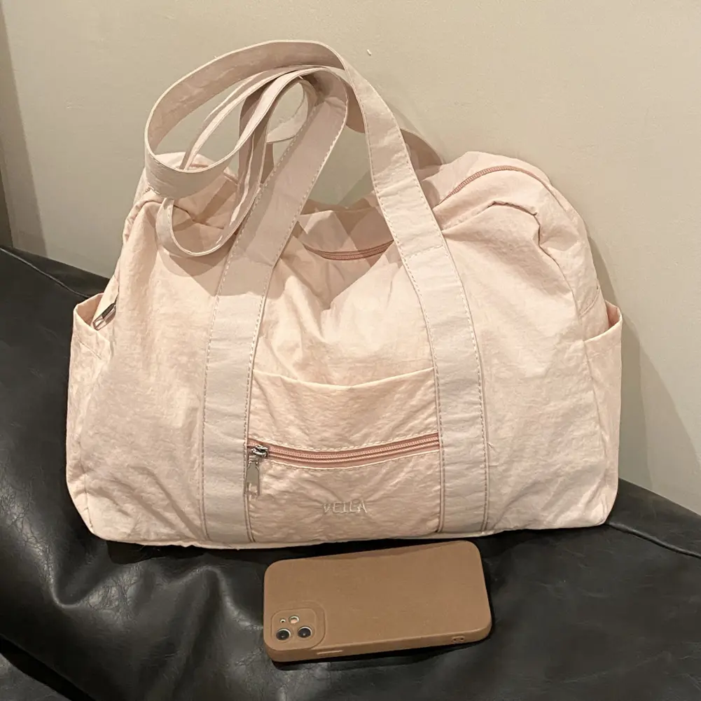 Unisex Everyday Overnight Bag Oxford Cloth Travel Carry-On Handbag Solid Color Lightweight Tote Handbag Outdoor Short Trip Bag