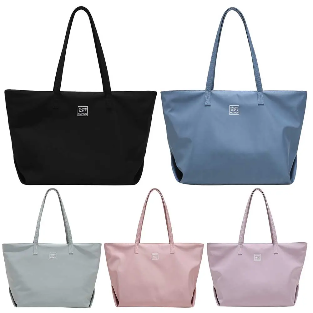 Shoulder Bag with Zipper Fashion Handbag Solid Color Satchel Purse Large Shopping Bag for Women