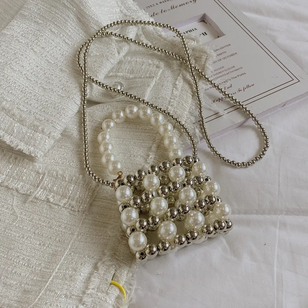Fashion Lady Mini Pearl Handbag Luxury Coin Purse Women Square Messenger Bag Shopping Bags Pure Color Bucket