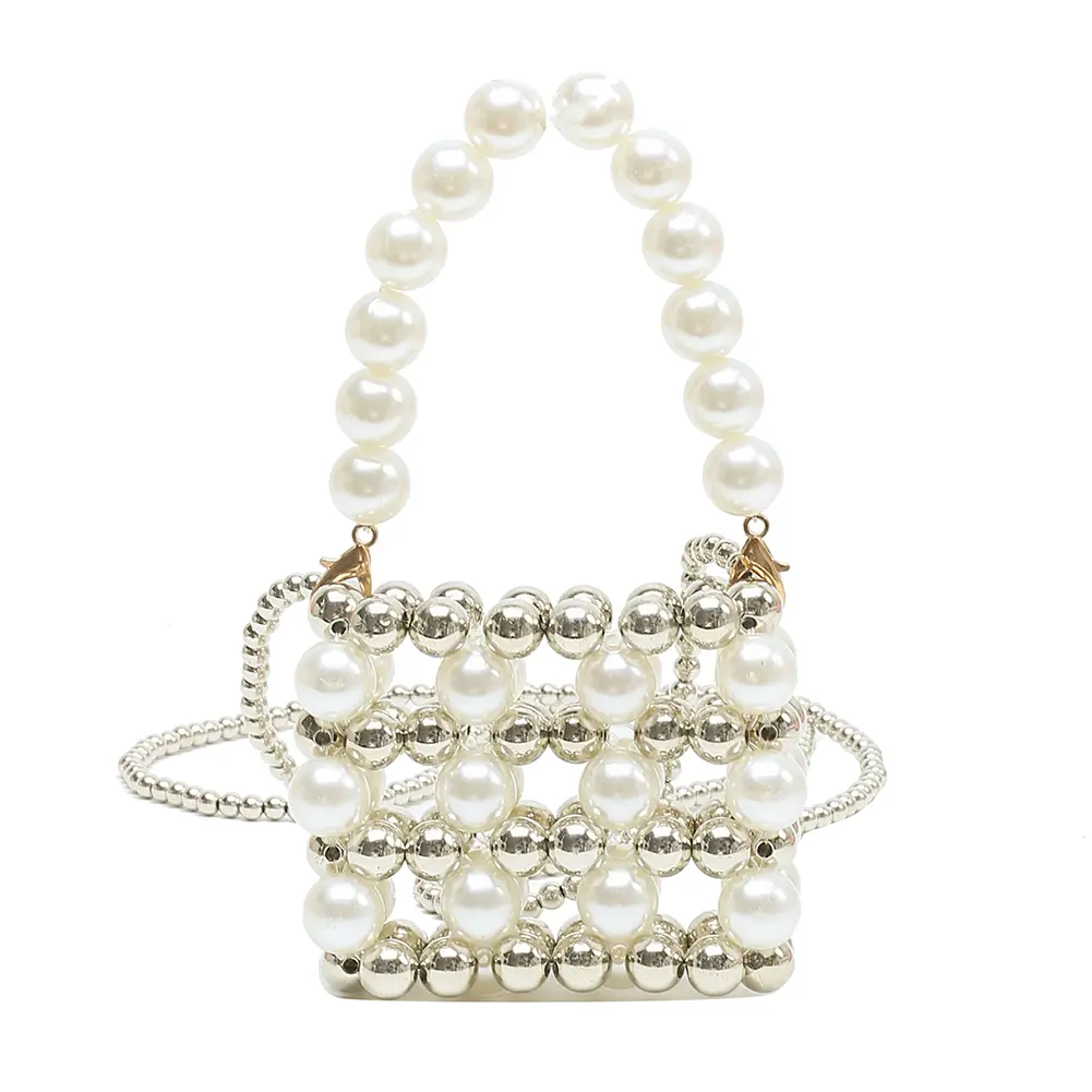 Fashion Lady Mini Pearl Handbag Luxury Coin Purse Women Square Messenger Bag Shopping Bags Pure Color Bucket