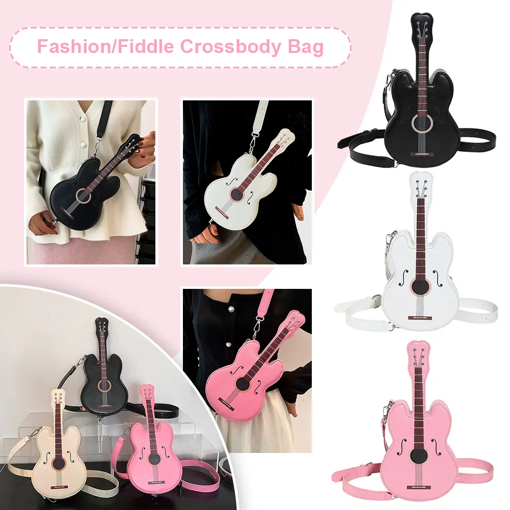 Women Violin Shape Crossbody Bag Versatile PU Leather Shoulder Bag Casual Quilted Hobo Bag Satchel Sling Bag Travel Backpack