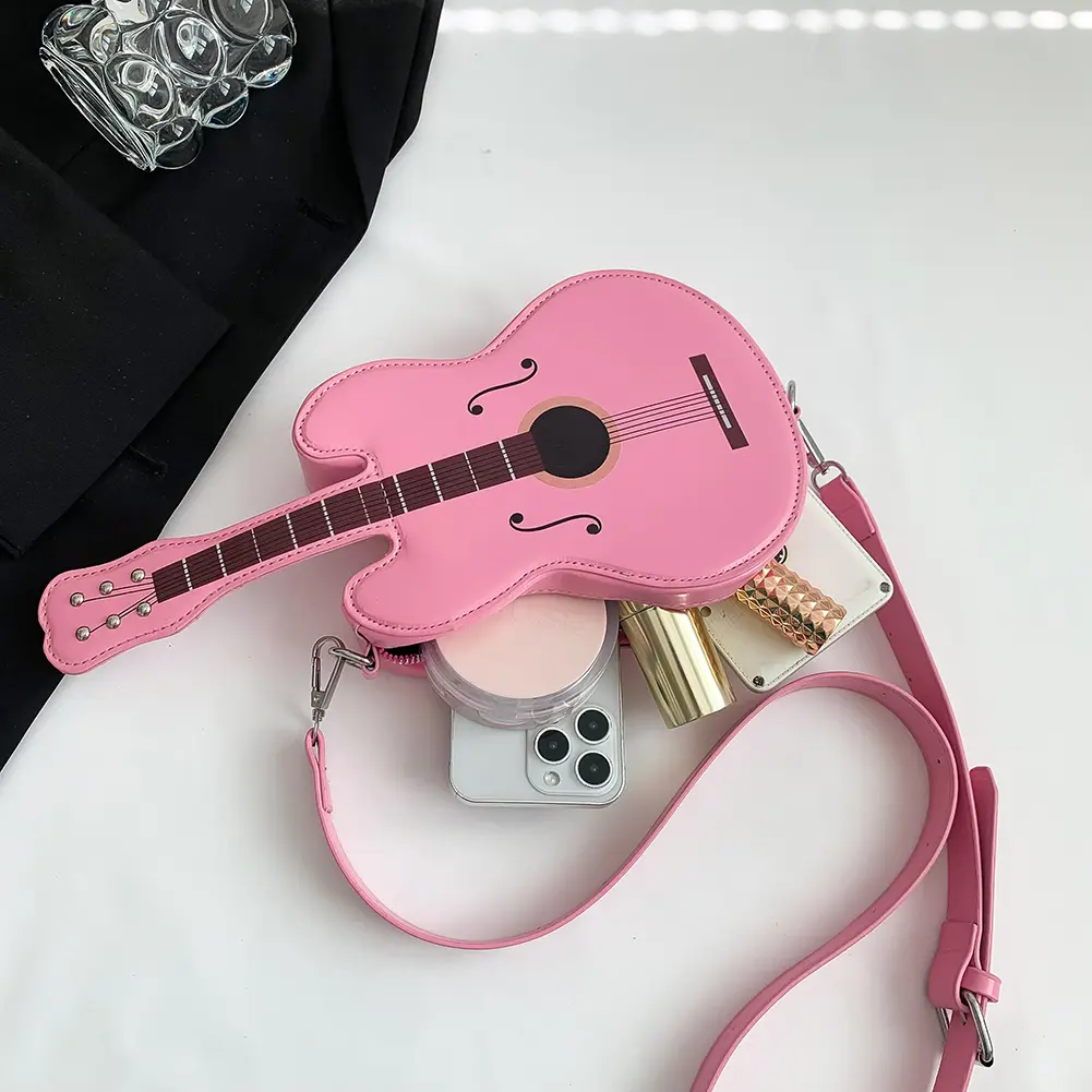 Women Violin Shape Crossbody Bag Versatile PU Leather Shoulder Bag Casual Quilted Hobo Bag Satchel Sling Bag Travel Backpack