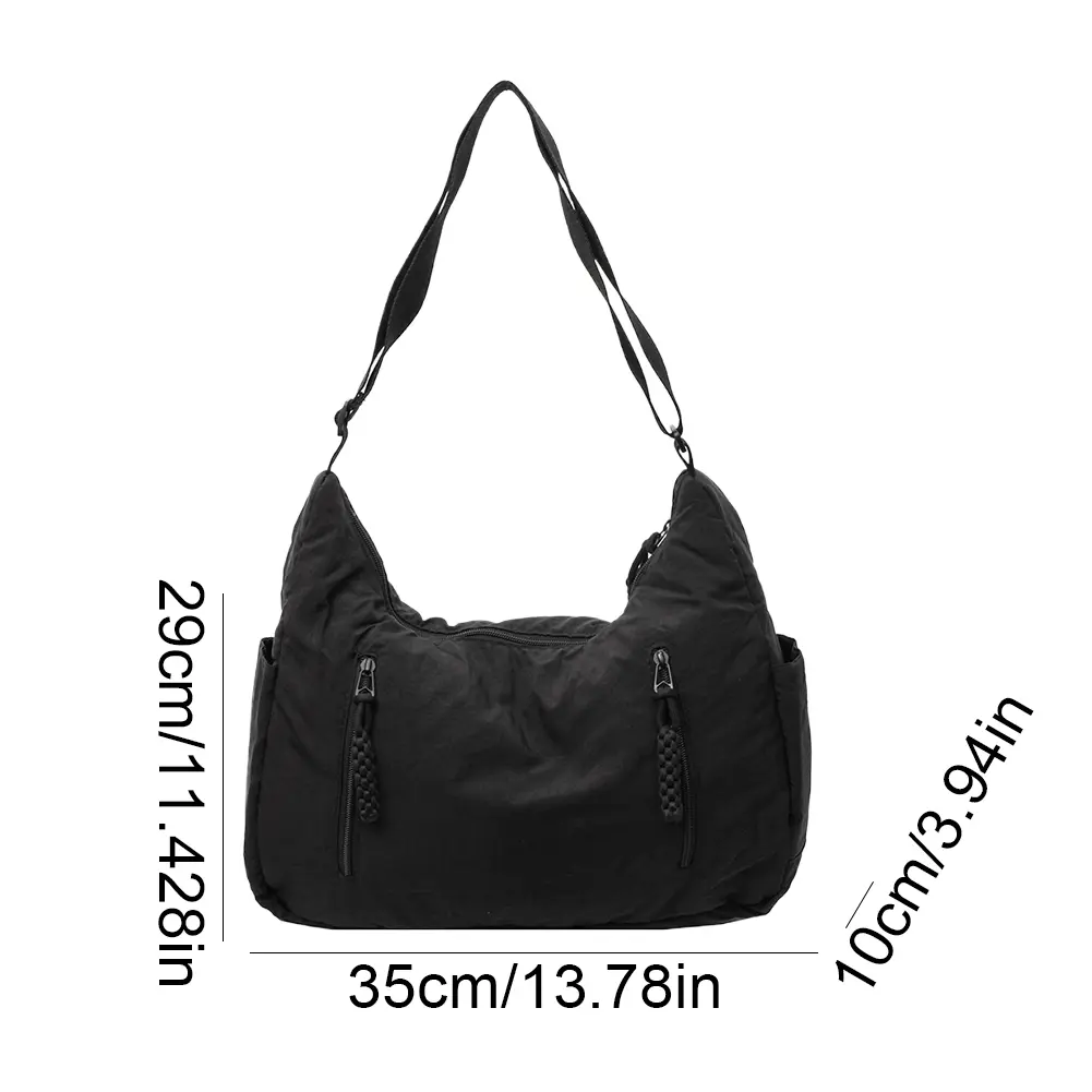 Women Lightweight Shoulder Bag Multi-Pocket Half Moon Sling Bag Large Capacity Travel Tote Handbag Outdoor Daily Bag