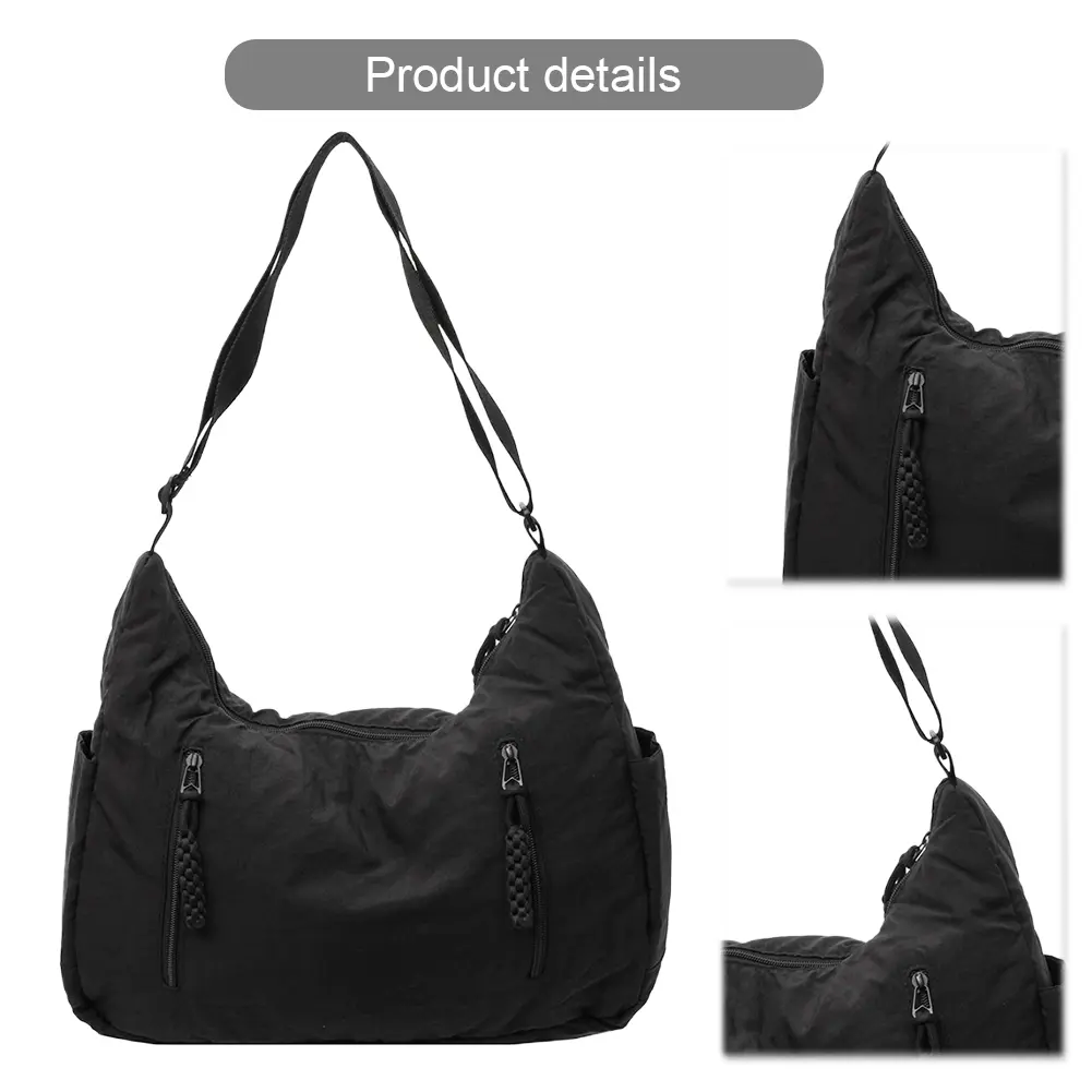 Women Lightweight Shoulder Bag Multi-Pocket Half Moon Sling Bag Large Capacity Travel Tote Handbag Outdoor Daily Bag