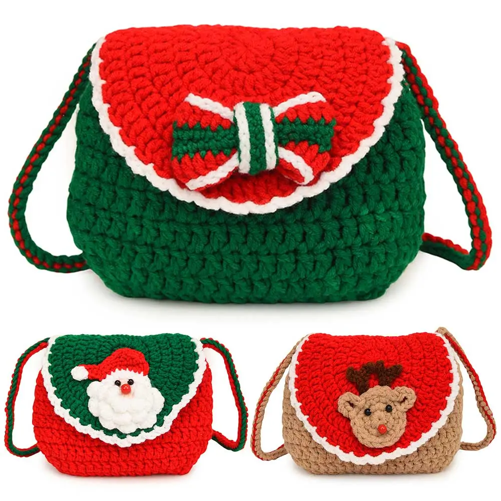 Women Crochet Shoulder Bag Christmas Crossbody Bag Trendy Knitted Purse Clutch Purse for Work Travel Shopping