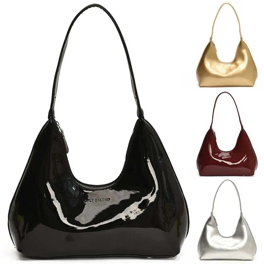 Women PU Shoulder Bag Stylish Armpit Bag Large Capacity Trendy Tote Handbag Zipper Closure Chic Hobo Bag Simple Shoulder Purse