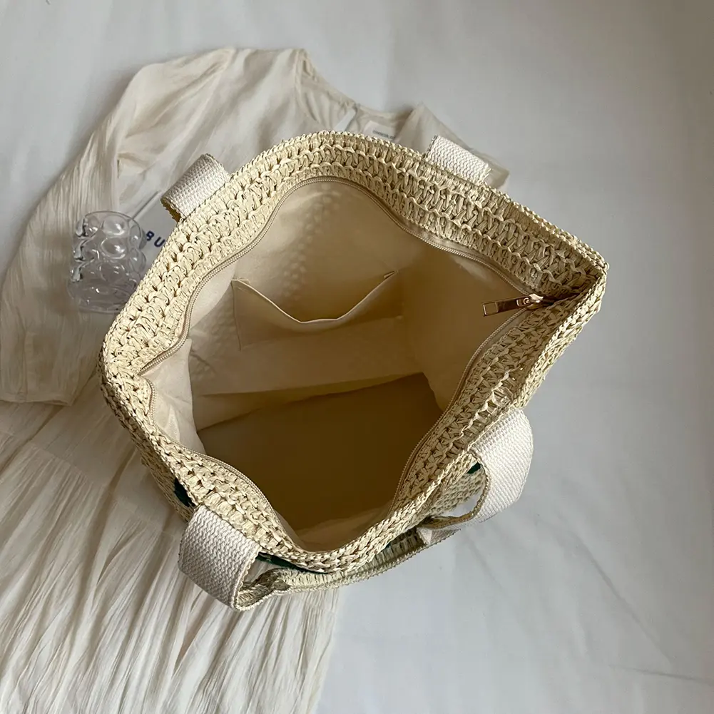 Women Straw Shoulder Bag Large Capacity Hollow Out Handbag Versatile Crochet Travel Bag Summer Beach Purse