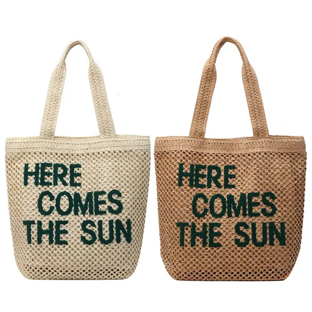 Women Straw Shoulder Bag Large Capacity Hollow Out Handbag Versatile Crochet Travel Bag Summer Beach Purse