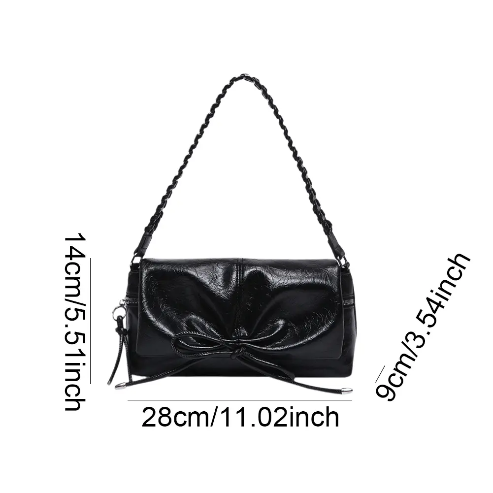 Women Crossbody Bag Bowknot PU Leather Flap Handbag Zipper Clutch Purse Magnetic Closure Hobo Bag for Vacation Travel Commuting