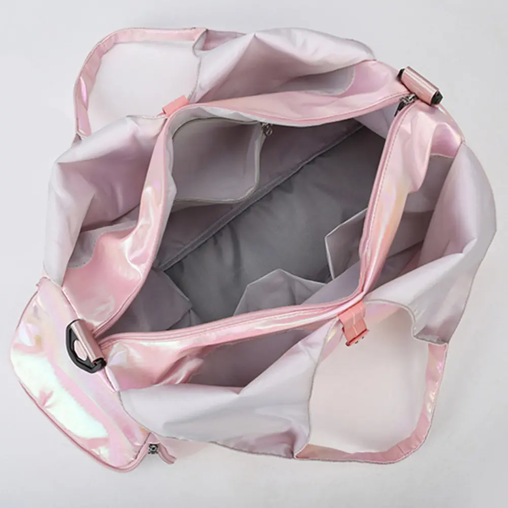 Women Fitness Shoulder Bag Large Capacity Pearlescent Weekender Bag Waterproof Multipocket Dry Wet Separation Outdoor Simple Bag