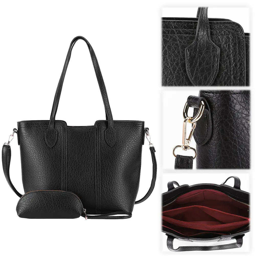 Ladies All-Match Bucket Bag Large Capacity Simple Crossbody Bag Stylish Sling Bag Leisure Bag with Matching Clutch