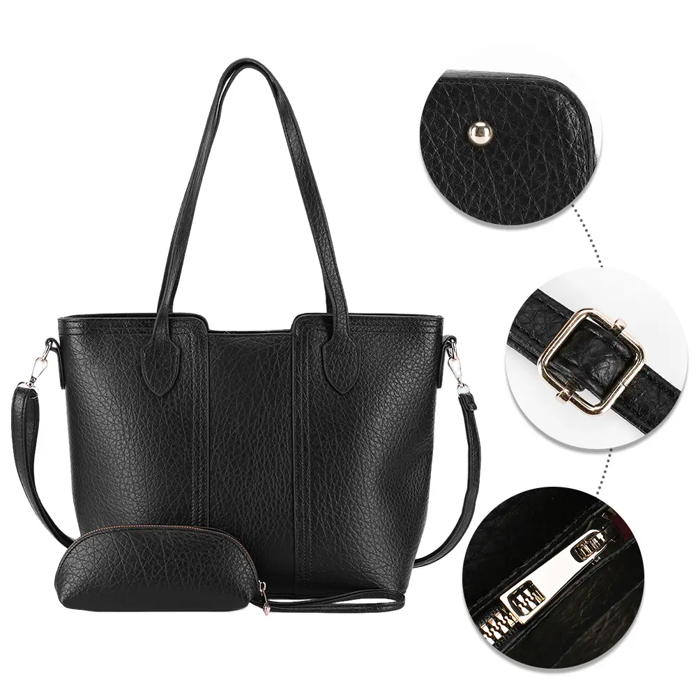 Ladies All-Match Bucket Bag Large Capacity Simple Crossbody Bag Stylish Sling Bag Leisure Bag with Matching Clutch