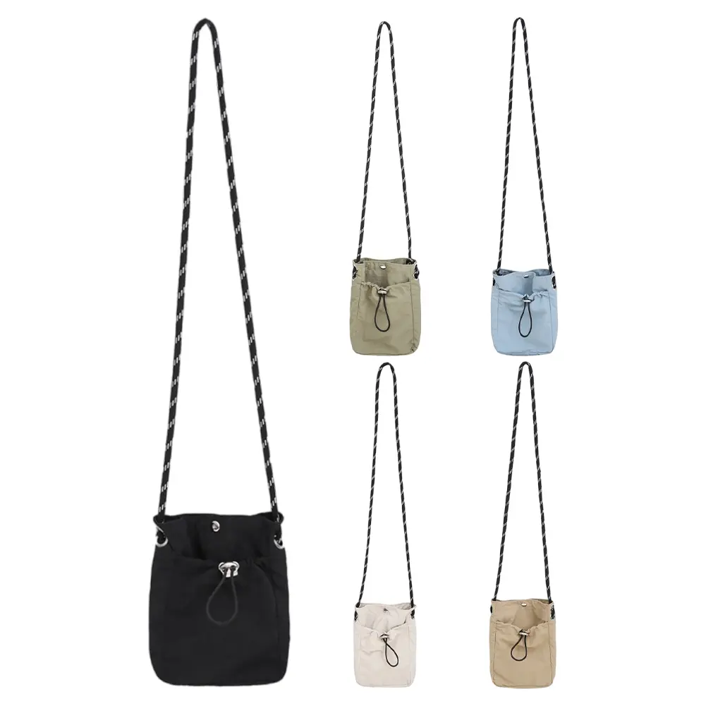 Women Nylon Crossbody Bag Solid Color All-Match Sling Bag Wear Resist Small Square Phone Bag Travel Shopping Phone Bag