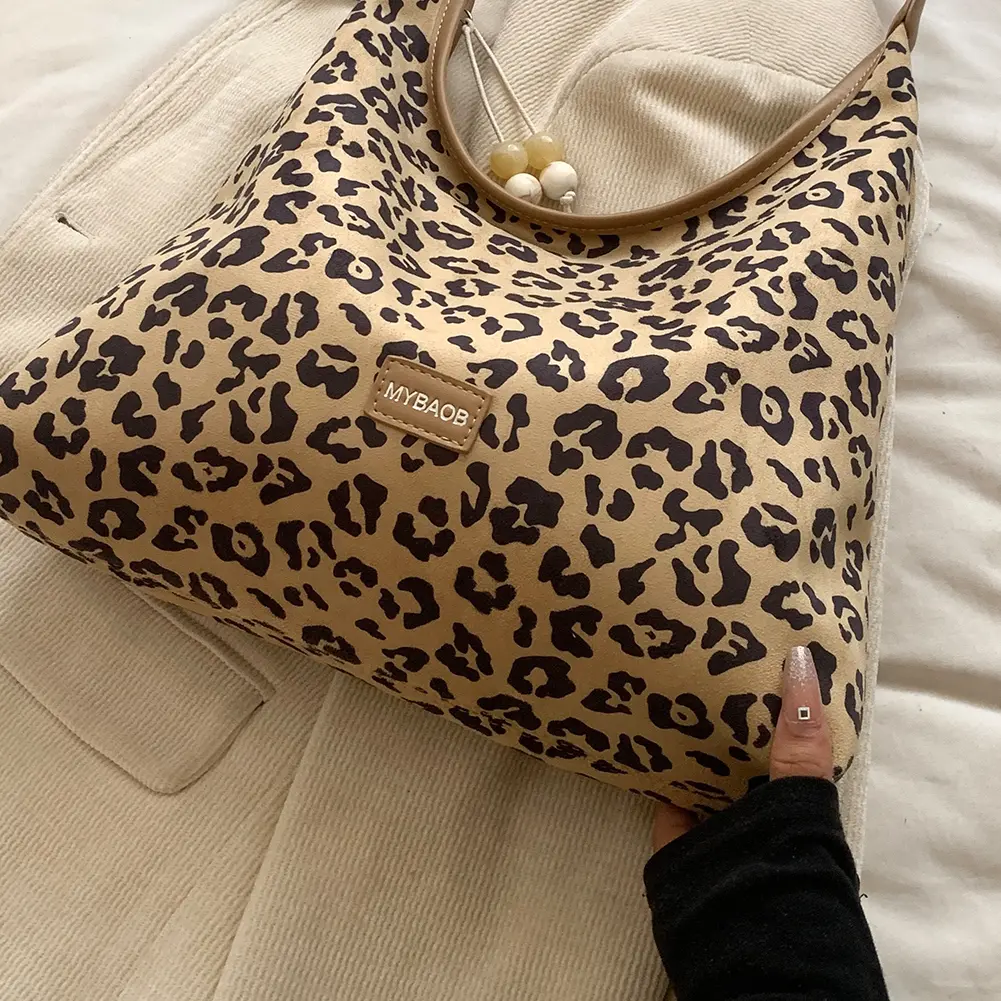 Tote Bag for Women Leopard Print Shoulder Bag PU Leather Large Capacity Handbag Hobo Bag for Commute Travel