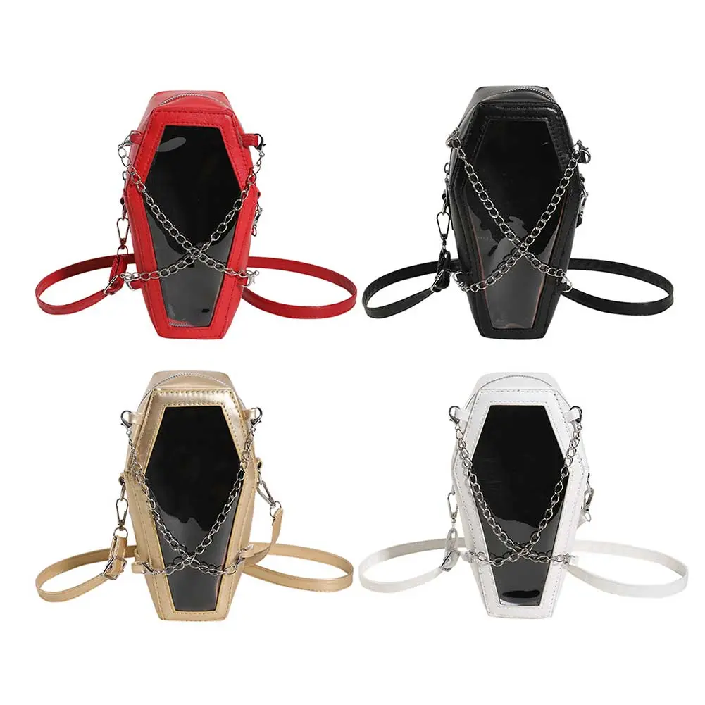 Women Crossbody Bag Creative PVC PU Shoulder Bag Coffin Shape Tote Bag Transparent Underarm Bag Make Up Cosmetic Bag Shopper Bag