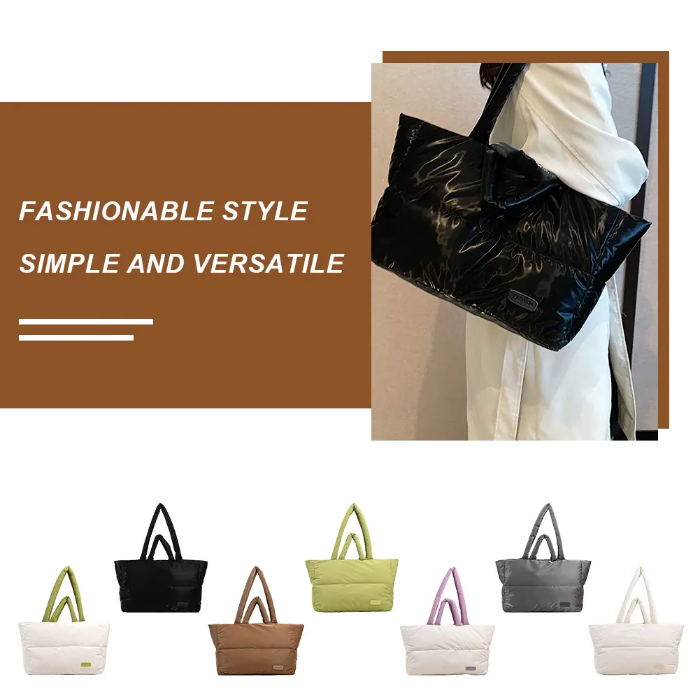 Women Padded Shoulder Bag Soft Cloud Handbag Versatile Quilted Puffy Handbag Large Capacity Casual Pillow Shopper Bag