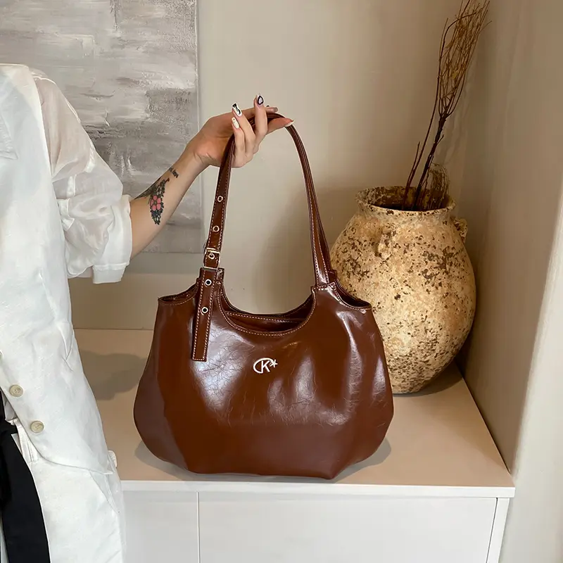Tote Bag for Women Adjustable Strap Handbag PU Leather Solid Underarm Bag Satchel Purse for Work Travel