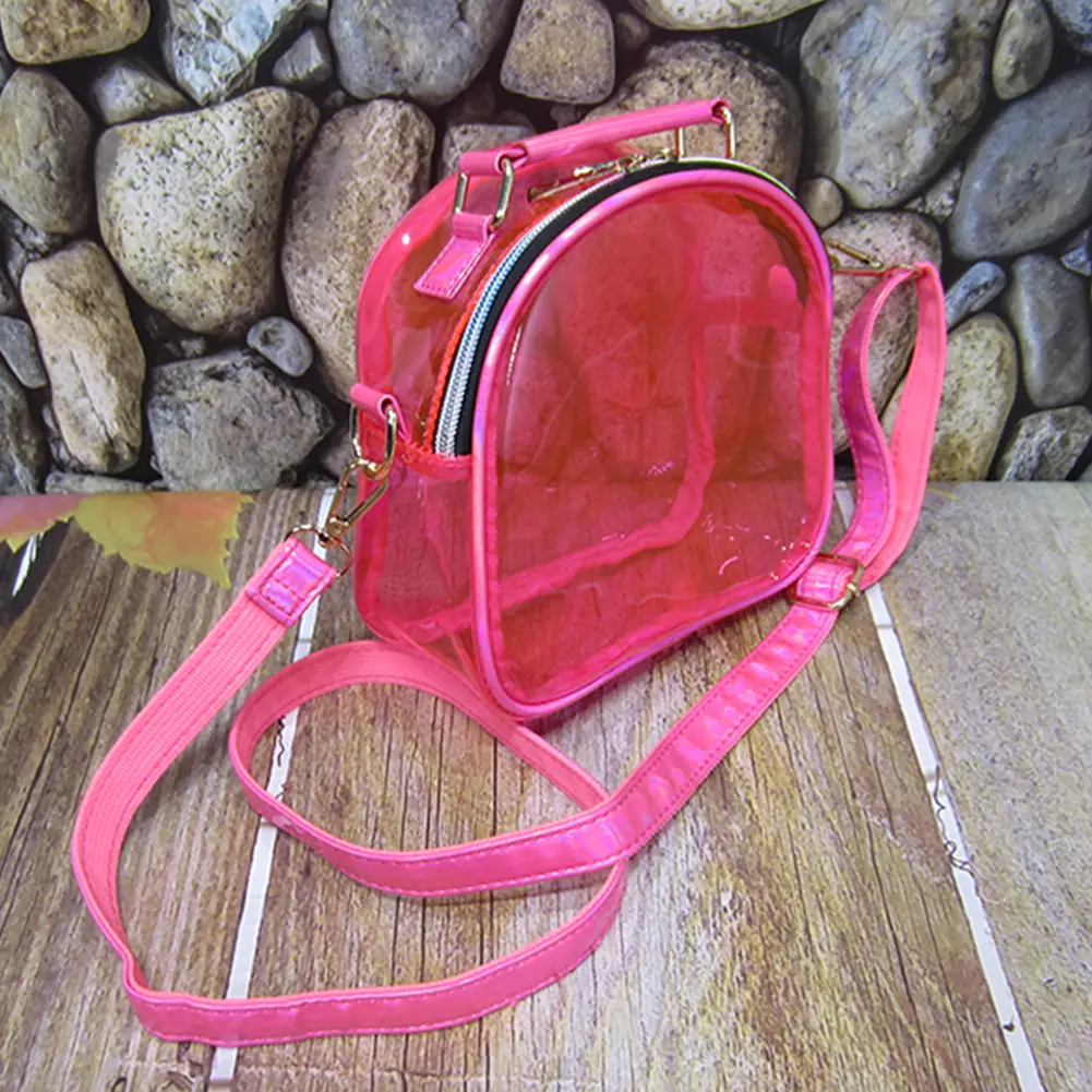 Transparent PVC Crossbody Bag Women Mini Jelly Clear Shoulder Phone Bags Purse Outdoor Business Traveling