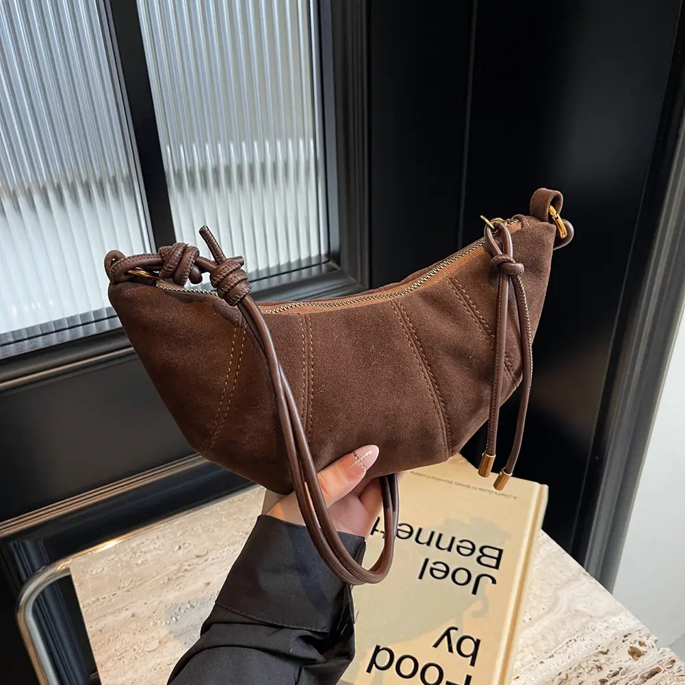 Shoulder Bag for Women with Inner Pocket Crossbody Bag PU Leather Zipper Handbag Croissant Bag for Work Travel