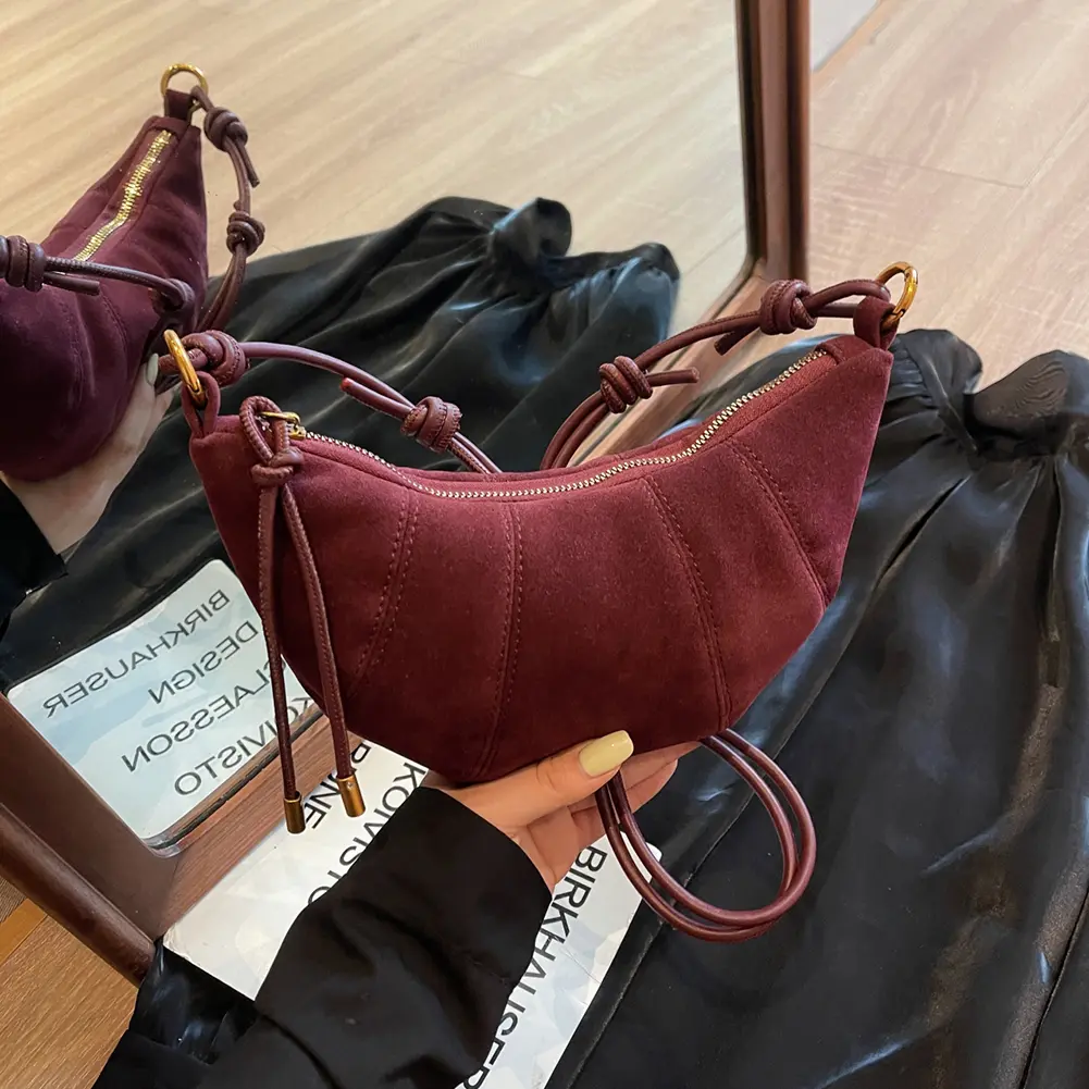 Shoulder Bag for Women with Inner Pocket Crossbody Bag PU Leather Zipper Handbag Croissant Bag for Work Travel