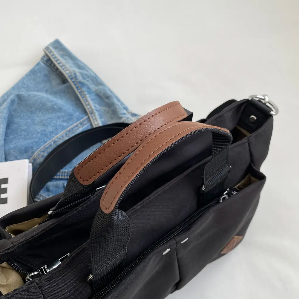 Women Casual Hobo Bag Large Capacity Lightweight Tote Bag Adjustable Strap Solid Color Shoulder Bag Multi Pockets Commuting Bag