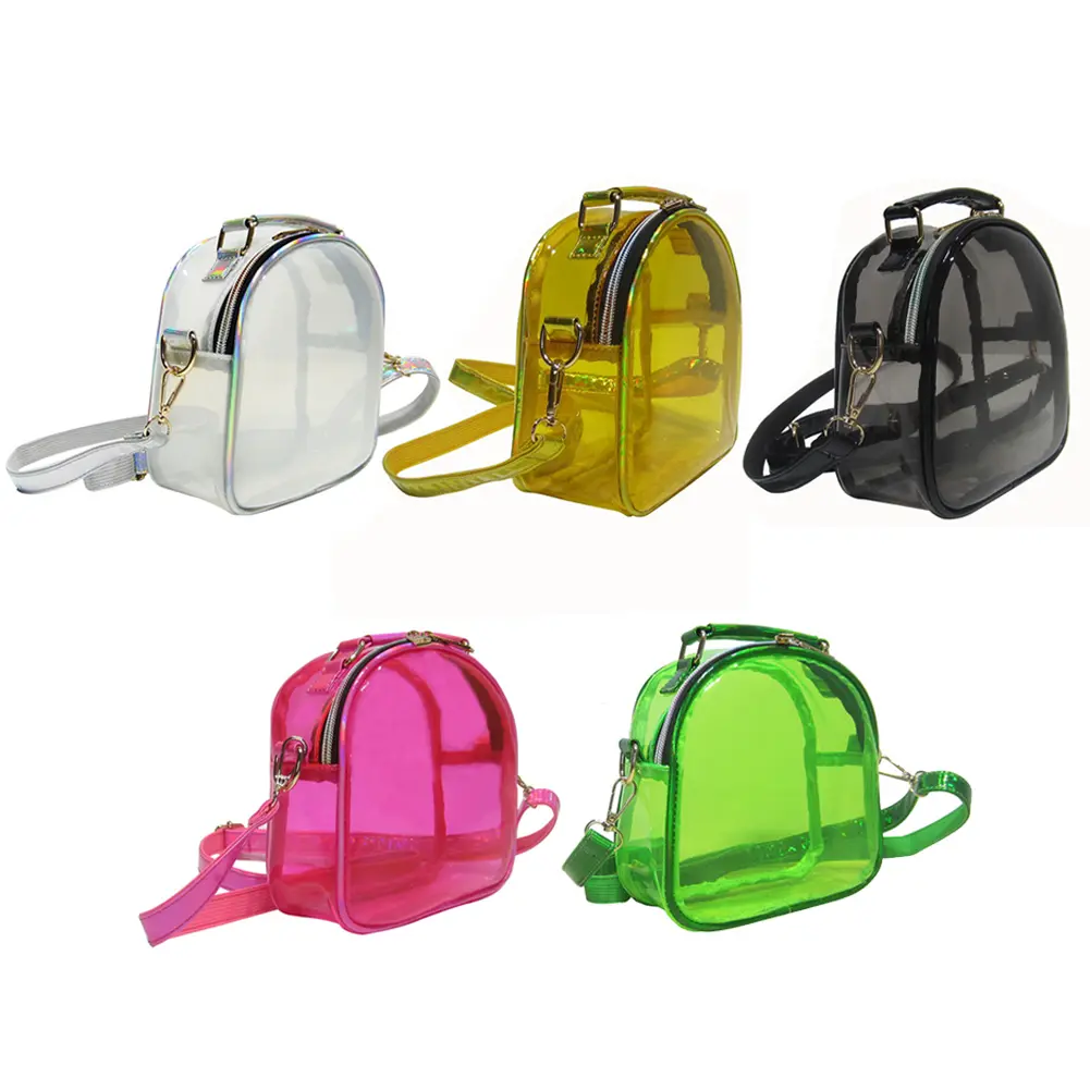 Transparent PVC Crossbody Bag Women Mini Jelly Clear Shoulder Phone Bags Purse Outdoor Business Traveling