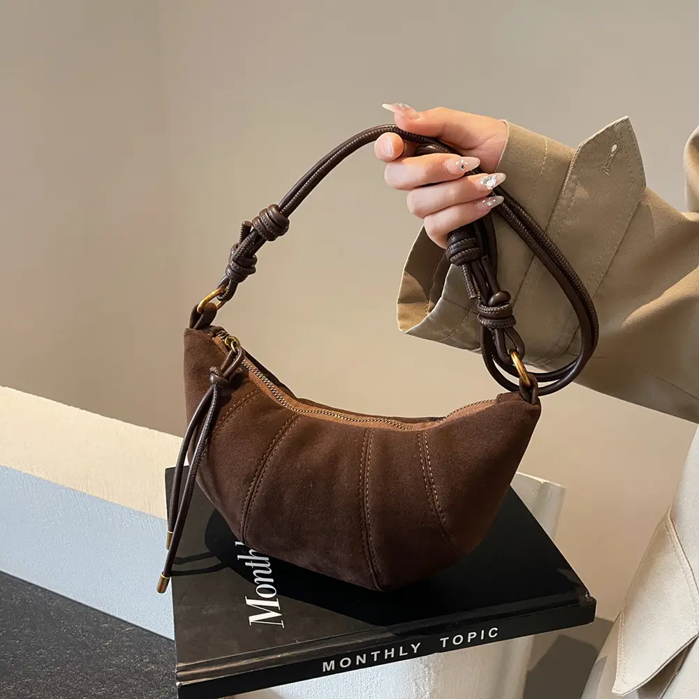 Shoulder Bag for Women with Inner Pocket Crossbody Bag PU Leather Zipper Handbag Croissant Bag for Work Travel