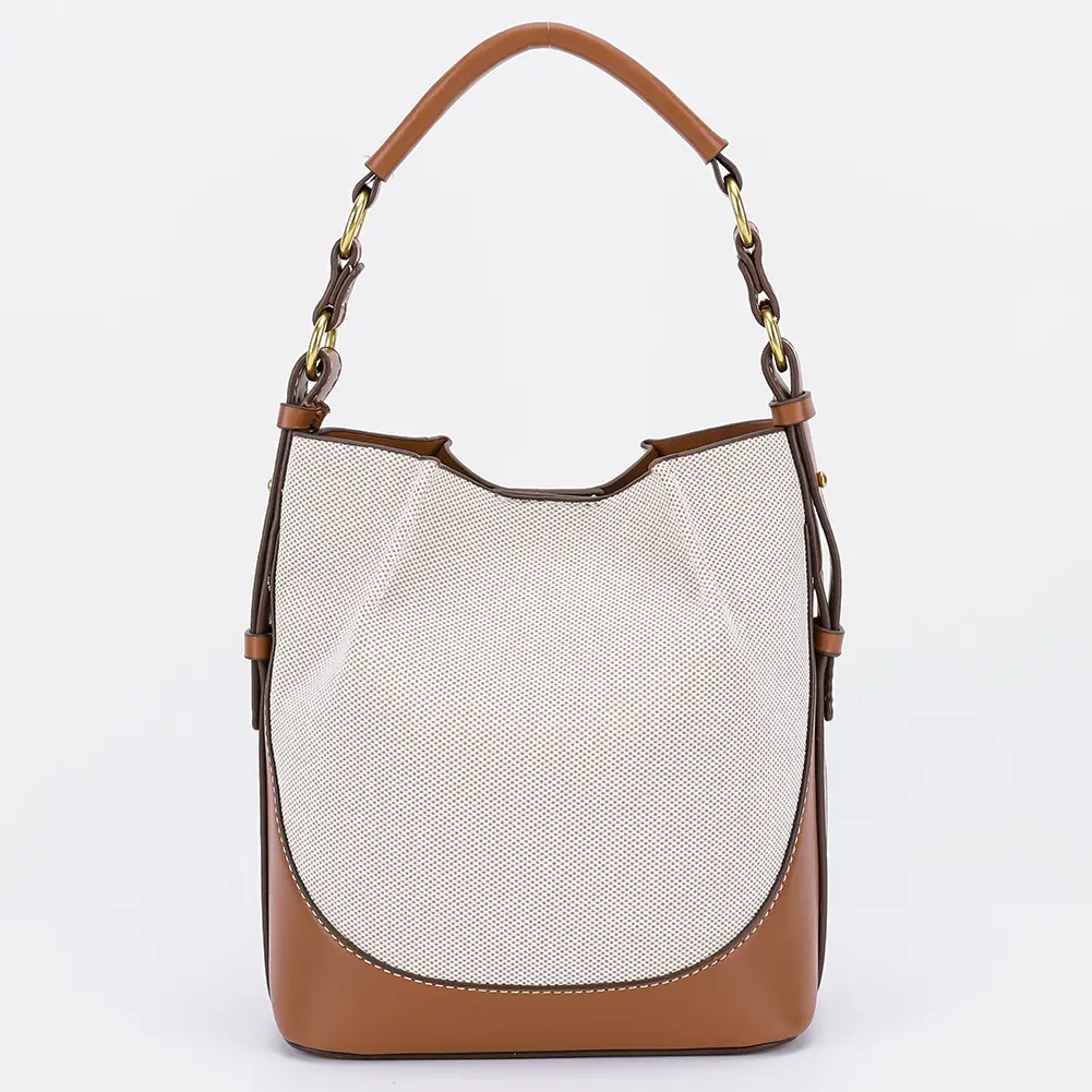 Women PU Bucket Bag Single Shoulder Bag Large Capacity Chic Hobo Bag Adjustable Strap Elegant Handbag for Outdoor Travel