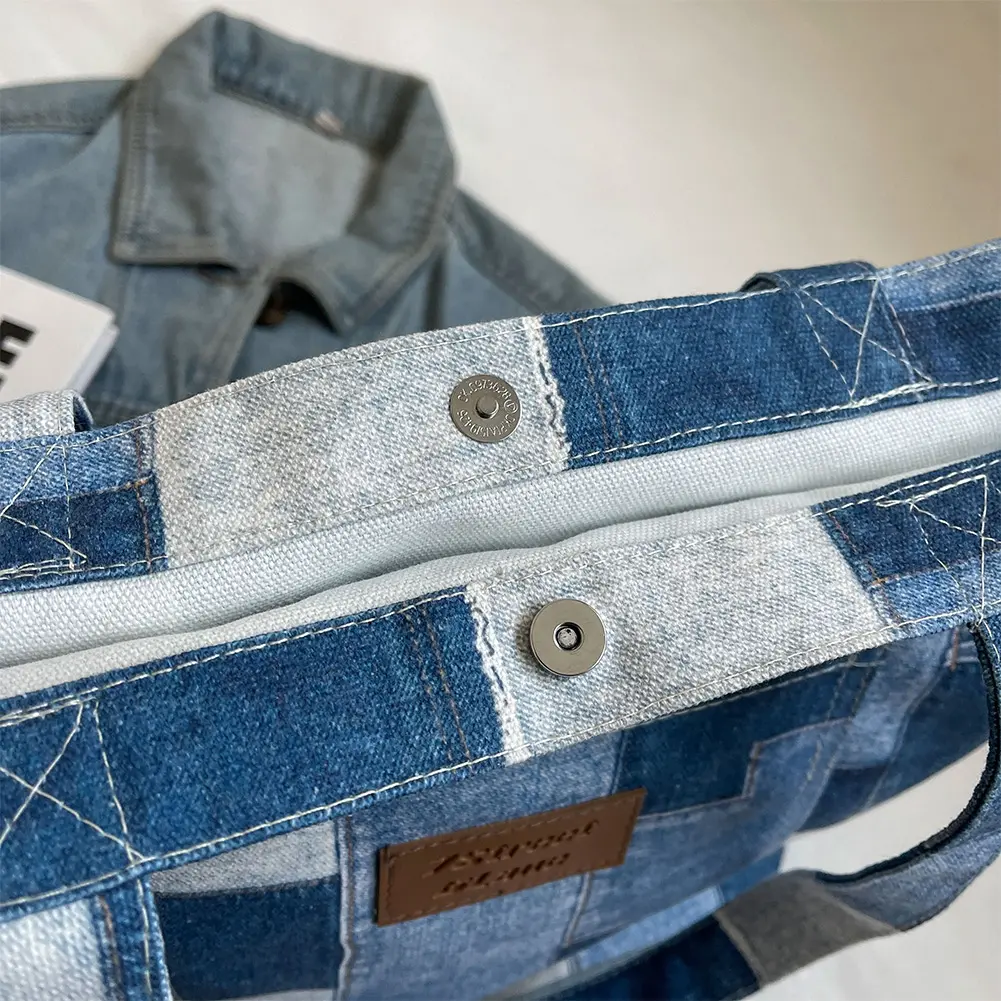 Women Denim Shoulder Bag with Interior Pocket Handbag Large Purse Hobo Bag for Work Shopping Travel