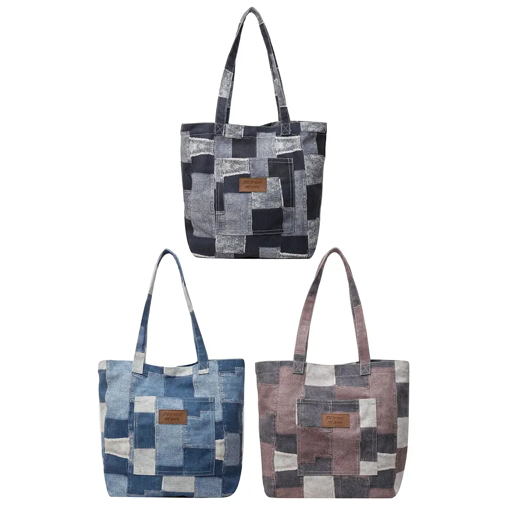 Women Denim Shoulder Bag with Interior Pocket Handbag Large Purse Hobo Bag for Work Shopping Travel