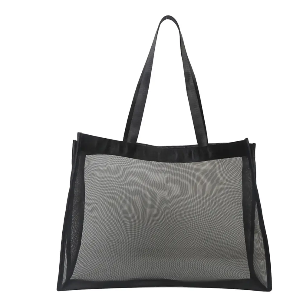 Fashion Shoulder Bag Large Capacity Mesh Top-Handle Handbag Transparent Storage Bags All-match for Summer Vacation Travel