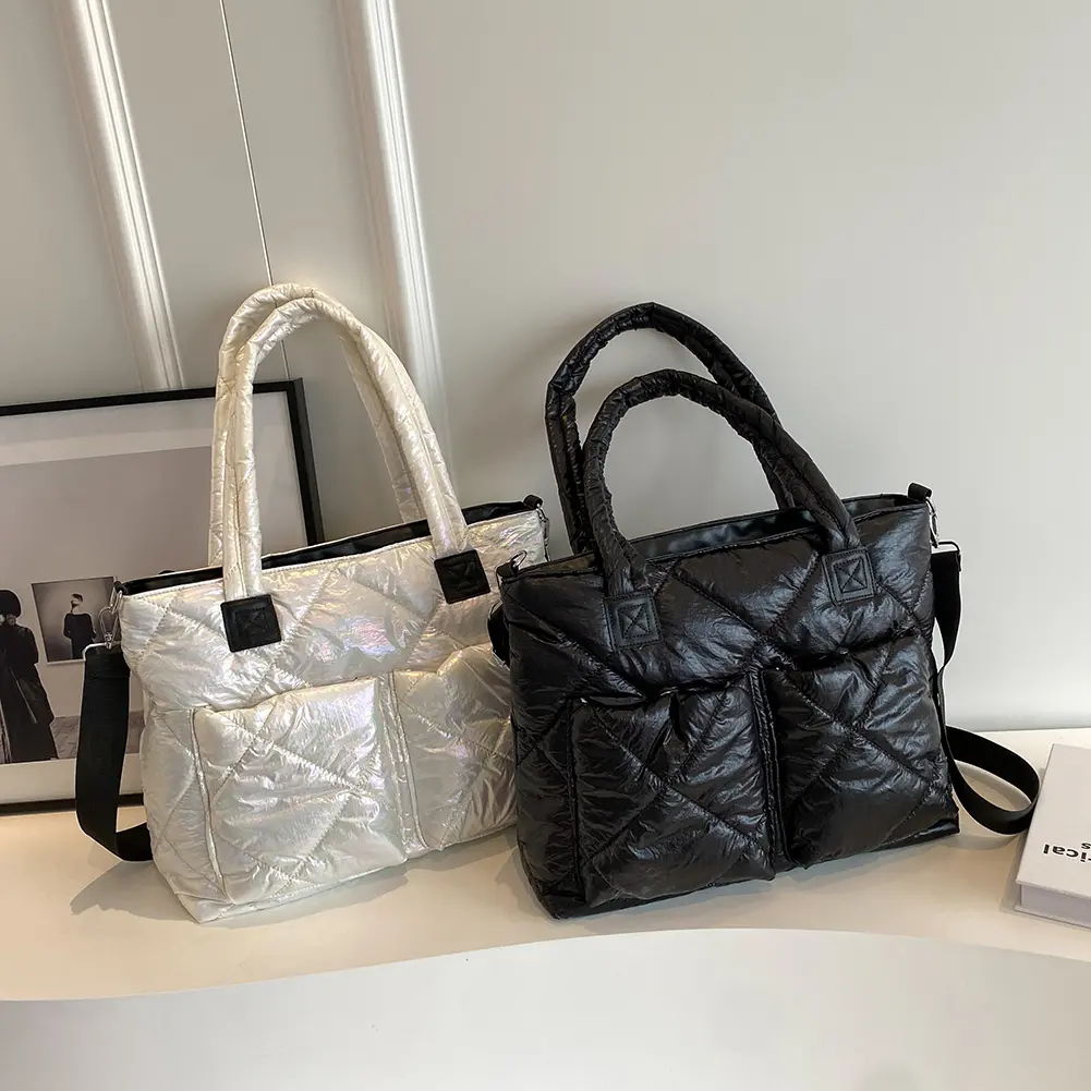 Ladies Quilted Pleated Sling Bag Soft Diamond Lattice Satchel Bags Versatile with Pockets Adjustable Strap Gifts for Friends