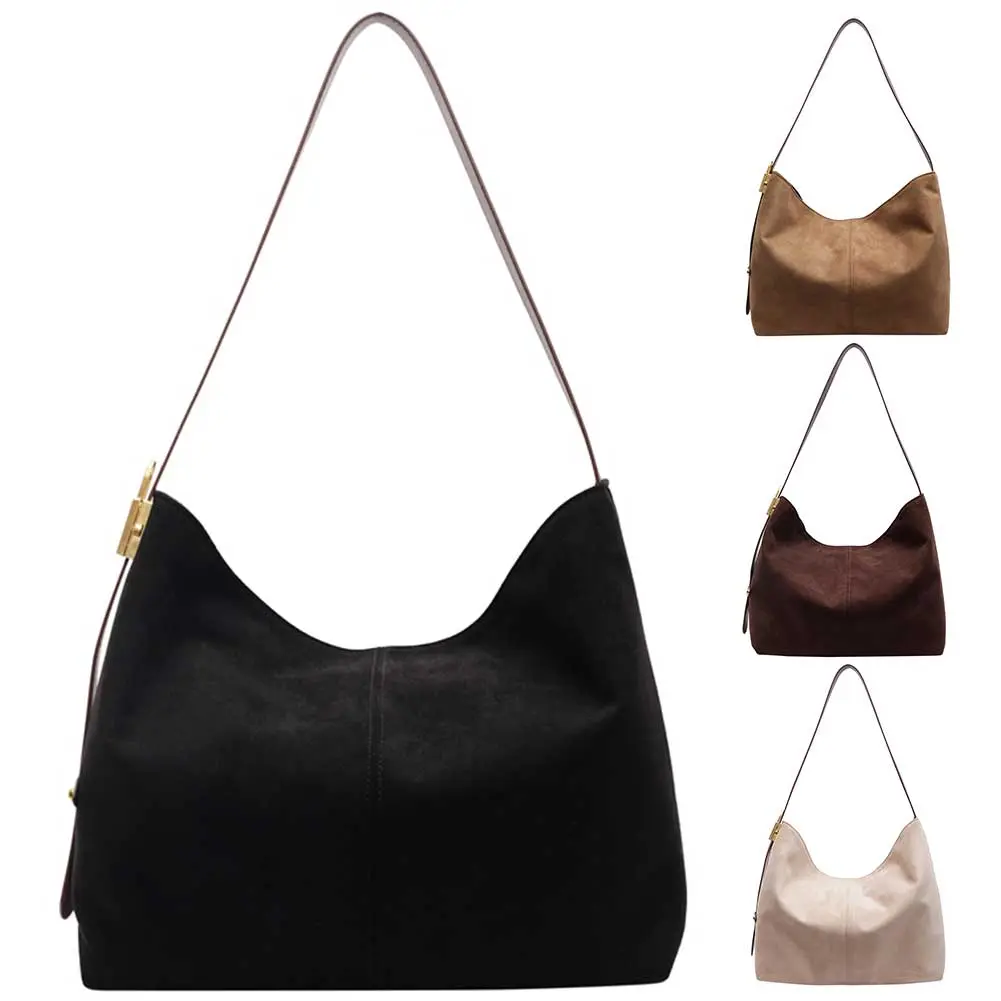 Women Slouchy Crossbody Bag Large Capacity Suede Simple Tote Bag Adjustable Strap Casual Satchel Bag Ladies Outdoor Bag