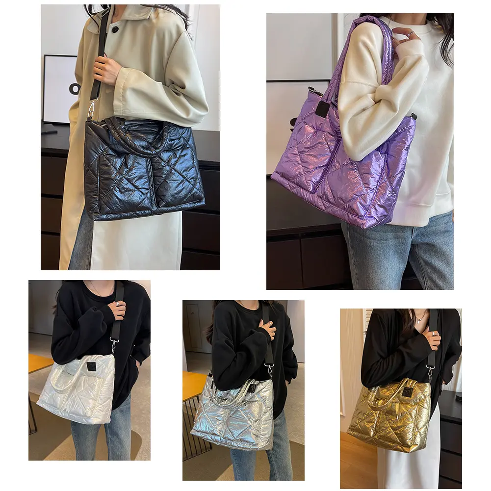 Ladies Quilted Pleated Sling Bag Soft Diamond Lattice Satchel Bags Versatile with Pockets Adjustable Strap Gifts for Friends