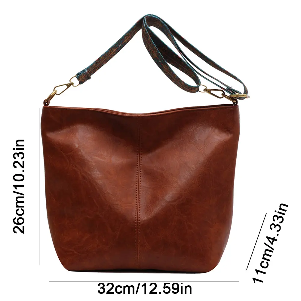 Underarm Bag Large Capacity Retro Print Crossbody Handbags Waterproof PU Scratch Resistant Women with Zipper Fashion Lady Party